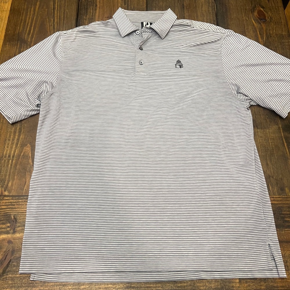 FootJoy FJ Golf Polo Shirt Mens XL Black White Stripe Embroidered Logo